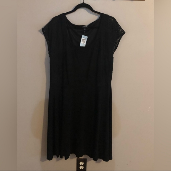 torrid Dresses & Skirts - torrid | Black Short Sleeve Lace Illusion Skatet Dress